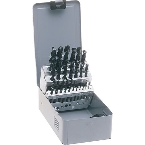 Jeu de forets hélicoïdaux Type N Ø nominal 1-13x0,5 mm HSS sans revêtement 25 pièces coffret en métal (1/2)