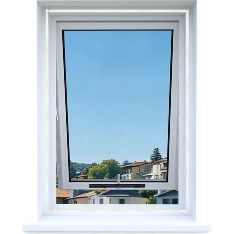 Moustiquaire Universelle Transparente avec Fermeture Éclair pour Fenêtres, en Maille Lavable et Découpable à la Taille Souhaitée 110x130 CM (Lot de 1, Noir) (1/5)