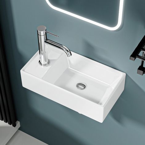 DILECI - Lave-mains avec rebord sortie gauche (41,5x22x10cm) (1/5)