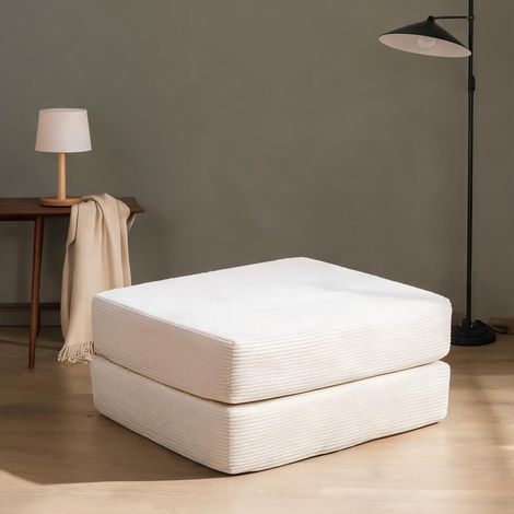 Pouf convertible en canapé beige corde 109 cm 109 x 95 x 43 cm (1/5)