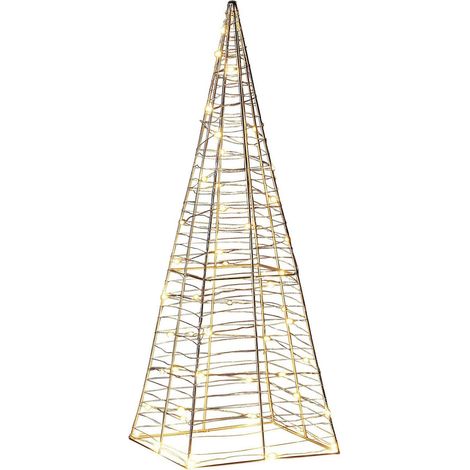 Decorazione da Giardino Natalizia Albero di Natale 60 cm con Luci LED Argento Puksala (1/5)
