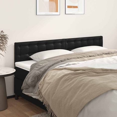 Tête de lit en similicuir noir 200 x 5 x 78/88 cm avec hauteur réglable, 11.35kg - PANGIVO (1/5)