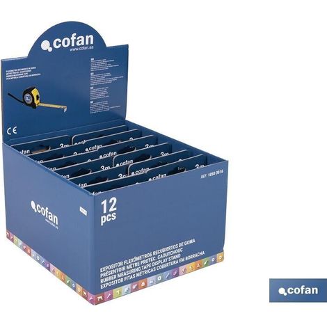 expositor de flexómetros con protección de goma 16 mm x 3 m 12 uds. (1/3)