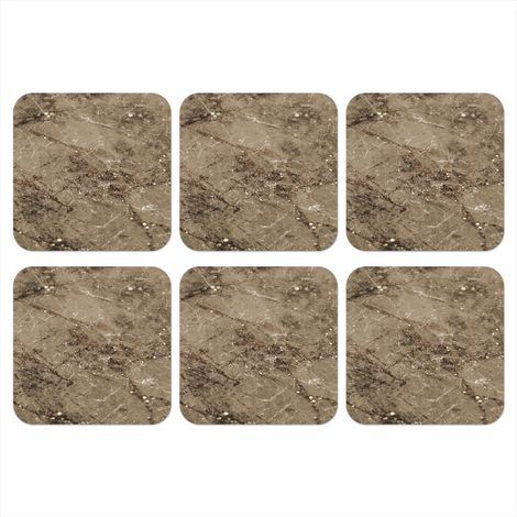 DESSOUS DE VERRE Marbre - Marron - Paillettes Lot de 6 10x10 (1/5)