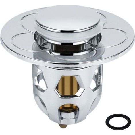 Bonde Lavabo Pop Up - Acier Inoxydable Laiton - Adaptateur 34 à 40 mm - Pour Évier Salle de Bain - 1 Pièce (1/4)