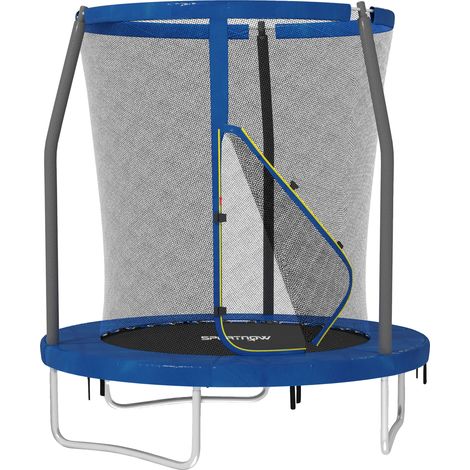 Cama elástica infantil, estructura de acero, 183 cm de diámetro, incluye red de seguridad, entrenamiento de equilibrio, diseño compacto. (1/5)