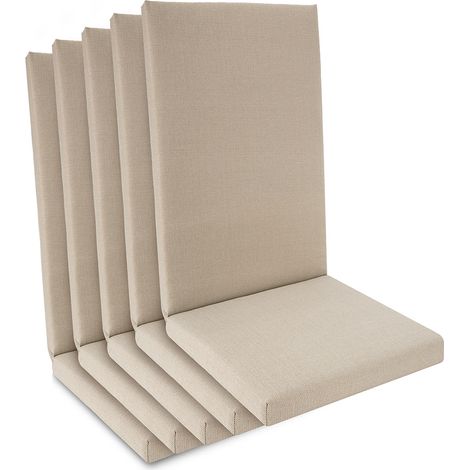 Lot de 5 coussins imperméables pour fauteuils à dossier haut, 100 x 50 x 5,5 cm, beige (1/5)