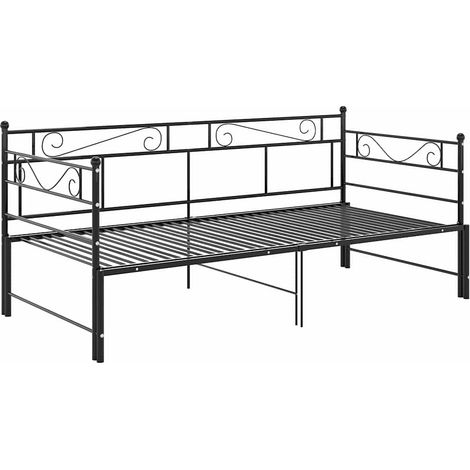 Telaio Divano Letto Estraibile Nero in Metallo 90x200 cm vidaXL (1/4)