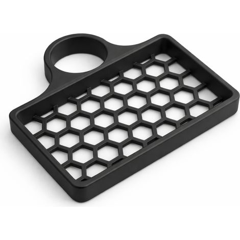 Soporte para esponja de grifo, organizador de fregadero ventilado negro