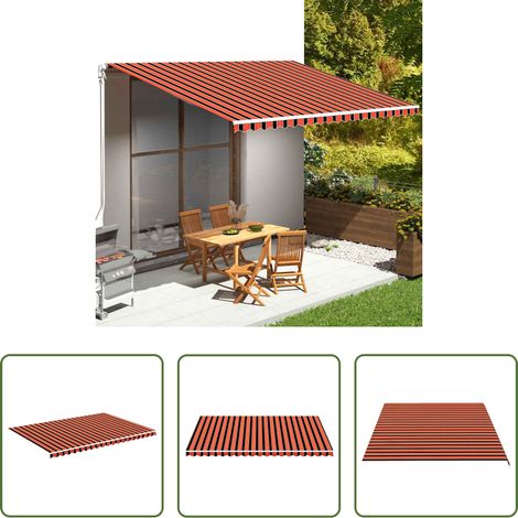 Parasol de jardin - Tissu de remplacement pour auvent Orange et marron 5x3,5 m (1/5)