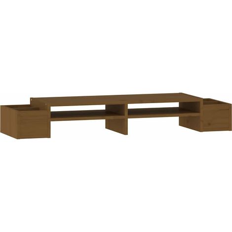 Support de moniteur Marron miel 100x27,5x15 cm Bois pin solide (1/5)