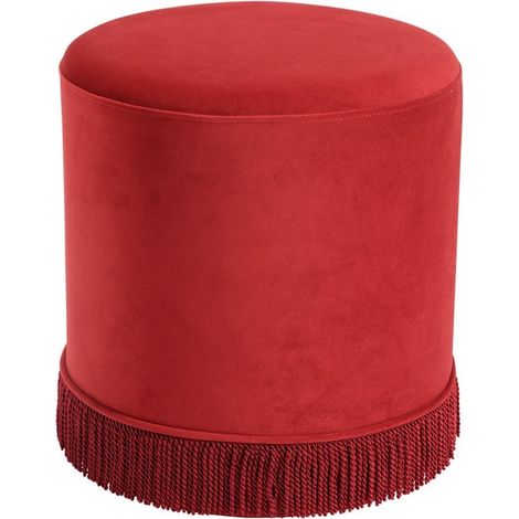 Santos Small Pouffe - Velvet/Fringe - L41 x W41 x H44 cm - Brick