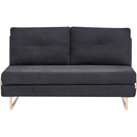 Sofá cama de tela 3 plazas minimalista para 3 personas desplegable negro Jerslev
