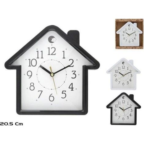 reloj de pared hoghy para cocina con forma de casa 21,5x20,5 cms marco negro