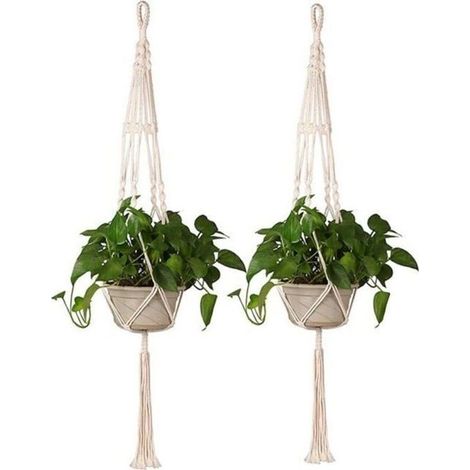 Lot de 2 Suspension de Pot de Plante Cintres pour Pot de Fleurs avec Macramé Decoration Porte Plantes Décoration du Jardin (1/4)