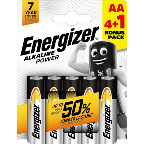 Power Pilas Alcalinas AA 1,5V Pack 5 Unidades (4+1) Formato LR6 para Cámaras y Dispositivos Compatibles (1/5)