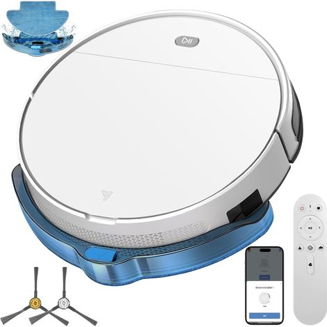 Robot Aspirateur Laveur 2 en 1 5500Pa Mince Connecté WiFi/Alexa/App 3 Modes de Nettoyage Auto-Charge Nettoyage Intelligent pour Poils d’Animaux et Poussière (1/5)