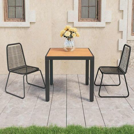 vidaXL Set de comedor de jardín de 3 piezas PVC ratán negro y marrón (1/4)