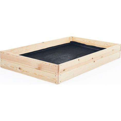 Caja de huerta - caja de cría - 120x80x18 cm - madera - con tela de tierra (1/5)