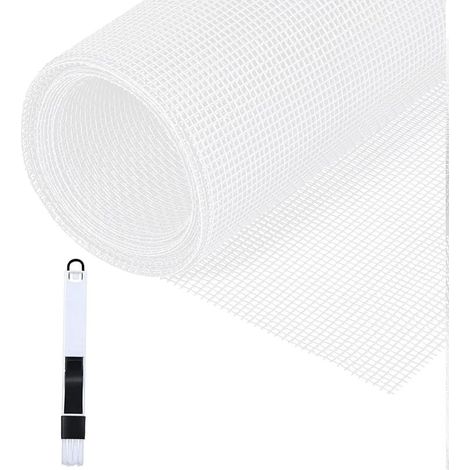 Moustiquaire de fenêtre, 150x300cm Moustiquaire au mètre en fibre de verre bricolable avec brosse de nettoyage, moustiquaire pour fenêtre, porte de balcon et salon, Blanc (1/5)