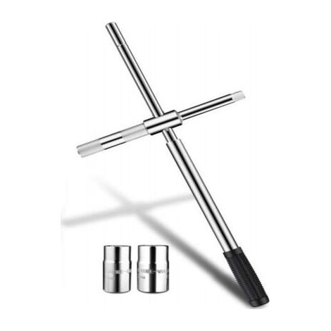 Clé Roue Voiture en CR-V, Croix Roue Voiture avec Duplex Prises (4 Tailles) 17 mm / 19 mm & 21 mm / 23mm pour Assemblage et Démontage de Pneus de Voiture (1/4)