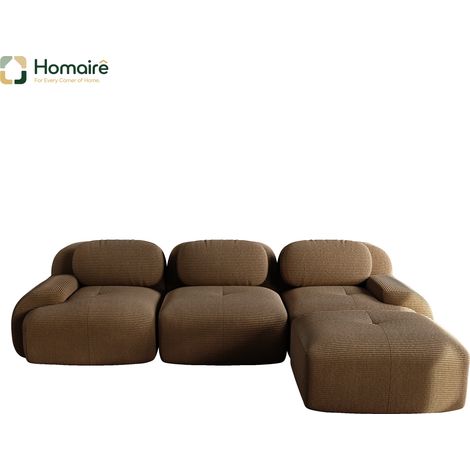 Canapé modulable en velours côtelé marron avec accoudoirs 298 x 178 x 75 cm HOMAIRE (1/4)