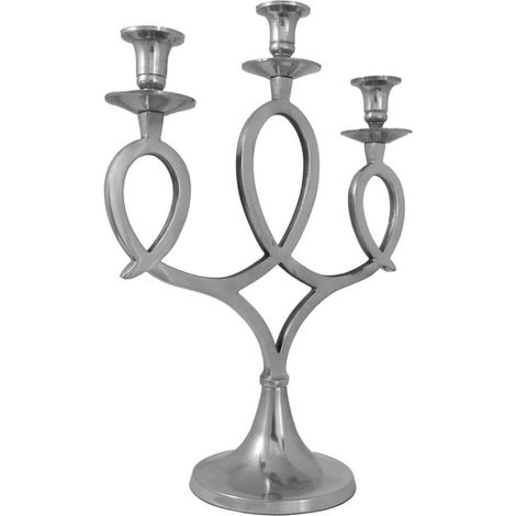 Aluminium Kerzenleuchter 3-armig 44cm - dekorativer und stilvoller Kerzenständer für Stumpfkerzen (1/2)