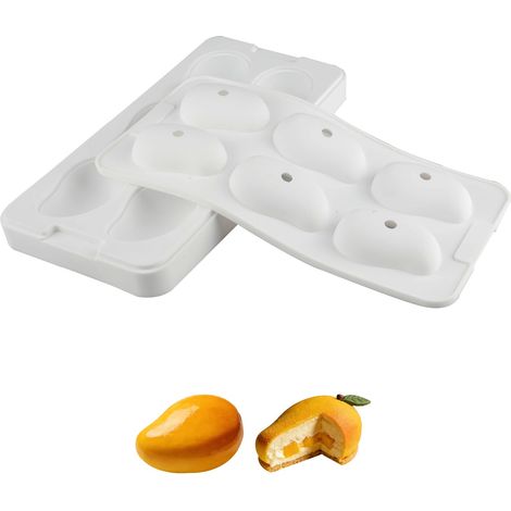 Moule à gâteau 3D en silicone en forme de mangue - Anti-adhésif - Pour gâteaux et desserts - Outil de cuisson flexible pour la pâtisserie maison et les pâtisseries 3D (design mangue) (1/5)