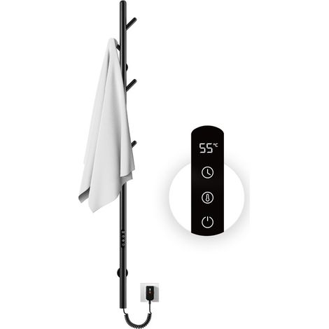 OihPaw Scaldasalviette Elettrico,1530x32mm termoarredo Elettrico Bagno,con Schermo LED e Funzione di temporizzazione,Nero scalda salviette da Bagno Elettrico Parete,Asta stendibiancheria elettrica (1/5)