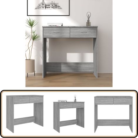 Bureau sonoma gris 80x40x75 cm bois d'ingénierie - Bureau En Bois D'ingénierie - Bureau Compact - Bureau Design - Bureau Gris - Bureau Rangement Tiroir (1/5)