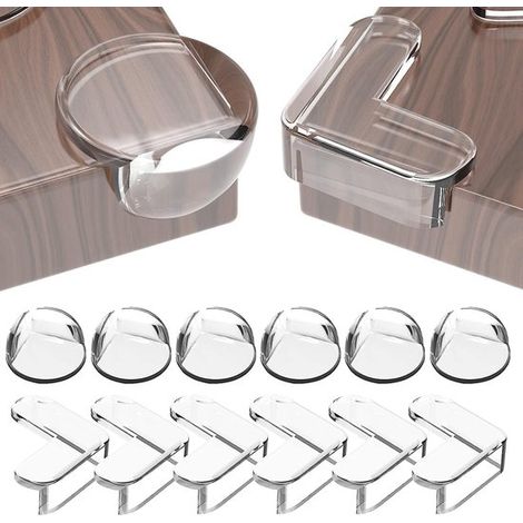 Protectores de esquinas para bebés - Protectores de muebles - Seguros para niños - PVC autoadhesivo - 12 piezas - Transparentes (1/5)
