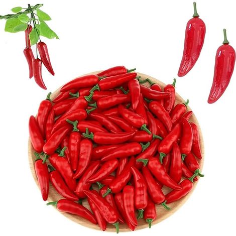 Artificielle Petit Piment artificiels en Forme de tête de légumes Guirlande de légumes de Piment Décoration pour la Cuisine à la Maison Photo Prop Suspendu (Rouge) (1/5)