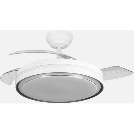 Fabrilamp – Ventilateur de plafond 60W – 3 pales rétractables – Éclairage LED 3000K/4000K/6500K – 6 vitesses – Fonction été/hiver