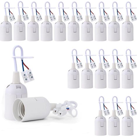 20 Pièces Douille de Lampe E27 Support Ampoule avec Testeur de Phase, Base de Lumière Douille de Suspension Douille de Chanti (1/4)
