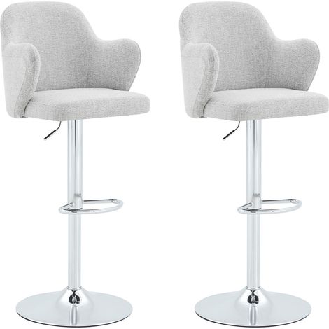 Lot de 2 tabourets de bar réglables gris clair avec accoudoirs, pivotants à 360°, pour cuisine et bar (1/5)