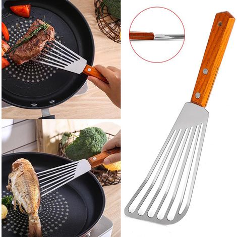 Poêle en acier inoxydable antidérapante pour steak, cuillère de cuisine à spatule