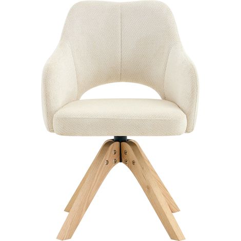 Set de 2 sillas giratorias de comedor en tejido estructurado blanco y madera MODENUIT