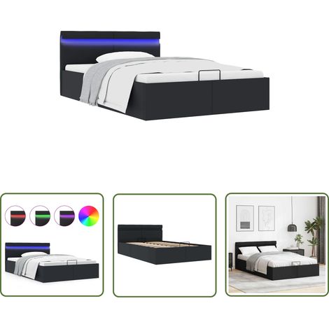 The Living Store Bett mit Bettkasten Hydraulisch LED Kunstleder 120x200 cm - Doppelbett - Stauraumbett - Kunstlederbett - LED-Bett - Boxspringbett (1/5)