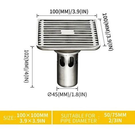 Grille Carrée - Acier Inoxydable 304 - Pour Salle De Bain Cuisine Douche - 15 Cm (1/4)