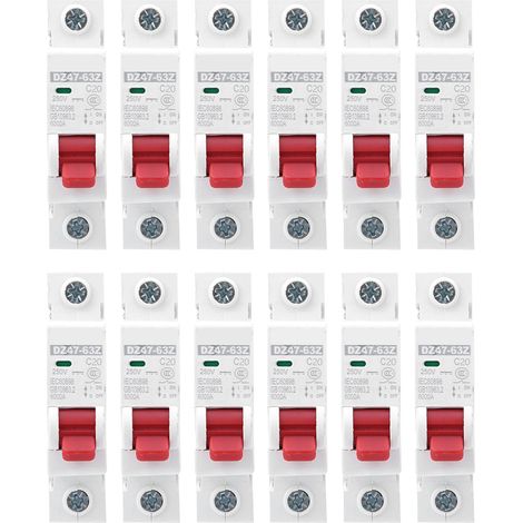 12pcs DZ47-63Z DC250V 1P MCB Circuit Breaker Air Switch Circuit Protection for Photovoltaic20A (1/5)