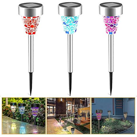 Lampes solaires de jardin pour l'extérieur, lot de 3 lampes solaires LED à couleurs changeantes pour la décoration de jardin, balcon, cour, pelouse (1/5)