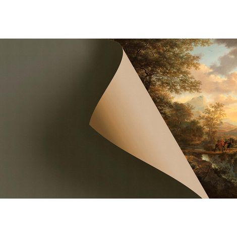 Papier peint panoramique illusion d'optique marron & tons beiges Tapisserie nature paysage Papier peint panoramique 3D idéal pour chambre (1/2)