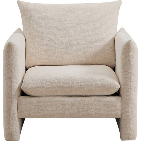 Poltrona in tessuto ciniglia beige - GORAZI (1/3)