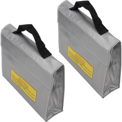 Lot de 2 sacs de sécurité pour batteries au lithium, ignifugés et antidéflagrants, en fibre PVC, assurant une isolation efficace contre l'air. (1/5)