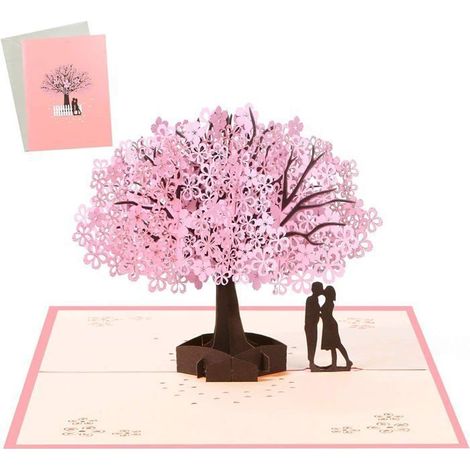 Carte 3D,Carte de Voeux 3D Pop-Up,Carte De Saint Valentin,Carte Anniversaire Marriage,Carte Mariage Couple Romantique Nouvel-Rose (1/5)