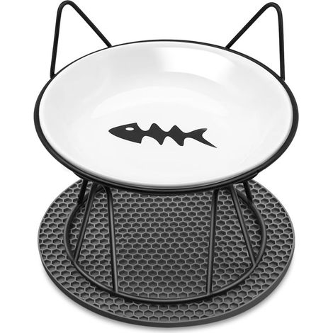Gamelle Chat Surélevée - Bols en Céramique avec Support en Métal Antidérapant pour Chats et Petits Chiens (1/5)