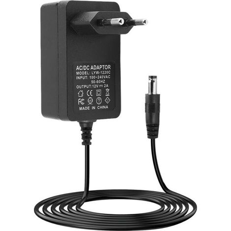 Adaptateur secteur 12V 2A 24W universel - HAWUJ - Pour LED/routeur/caméra, DC 5.5x2.5mm (1/4)
