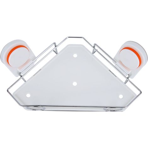 Étagère de rangement d'angle murale en acier inoxydable sans perçage pour salle de bain (1/4)
