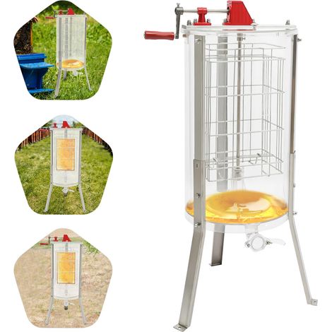 Manual Honey Extractor, 2 Frames Honey Spinner Extractor, Stainless Steel Beekeeping Extraction Honeycomb Spinner Crank Drum, Beekeeping Extractor Equipment