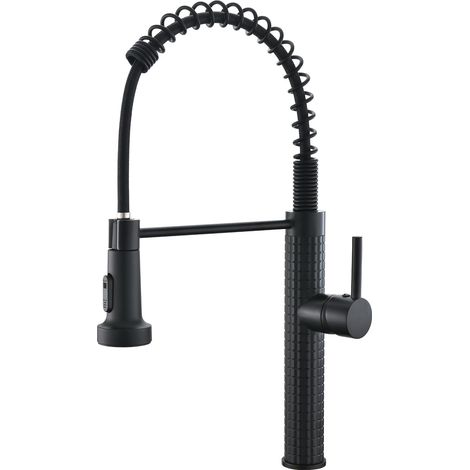 Robinet Cuisine Noir,Mitigeur Cuisine Avec Douchette Arc Élevé Débit Élevé 360°,Mitigeur Monocommande Evier,2 Modes (1/5)